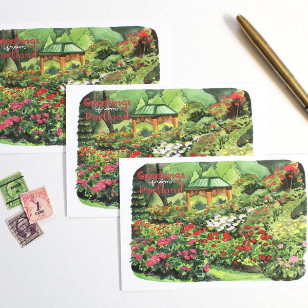 Portland, Oregon Postcards - Set of Three Rose Garden Postcards