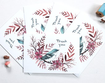 Set of Blue Birth Thank You Cards