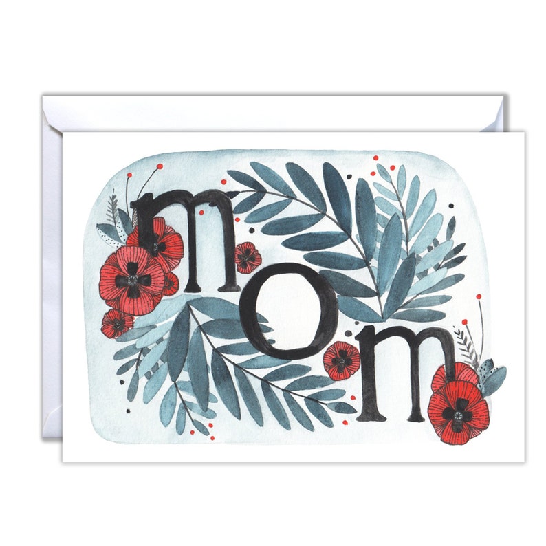 Mother's Day Card  Mom with Flowers image 0