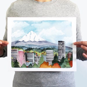 Dowtown Portland, Oregon Landscape Print - 11x14 Downtown Portland