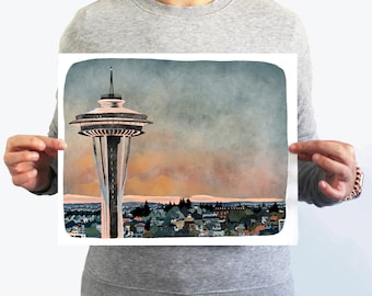 Seattle Washington 11x14 Art Print - Space Needle