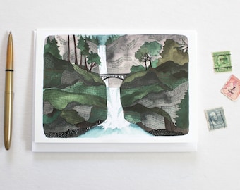 Blank Oregon Greeting Card - Multnomah Falls