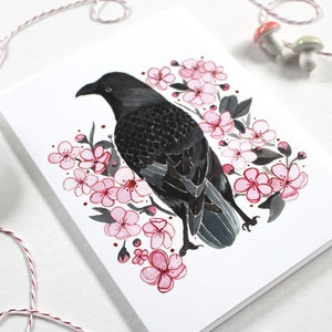 Crow Art Greeting Card | 145x145mm Square Animal Impressionism Design | Premium Quality