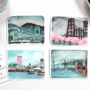 PortlandOregon Aufkleber-Set - Vier Jahreszeiten von Portland Bridges