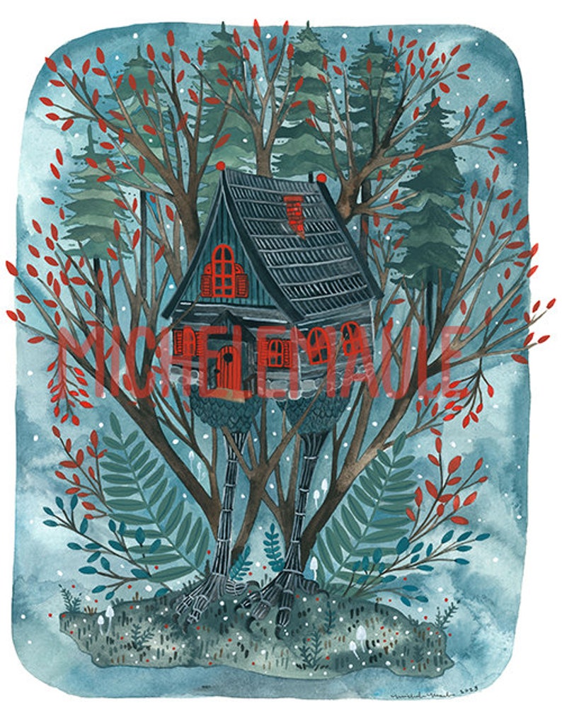 Illustration Art Print Baba Yaga's House 11x14 Print image 2