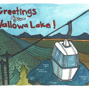 Charmante set van drie souvenirkaarten Wallowa Lake