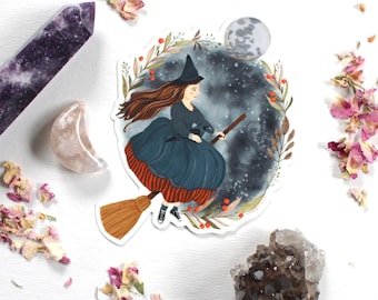 Witch Illustration Vinyl Sticker - Agnes