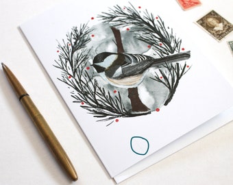 MISPRINT - Chickadee Blank Greeting Card