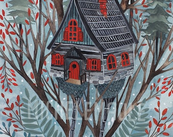 Original Watercolor Painting - Baba Yaga's House