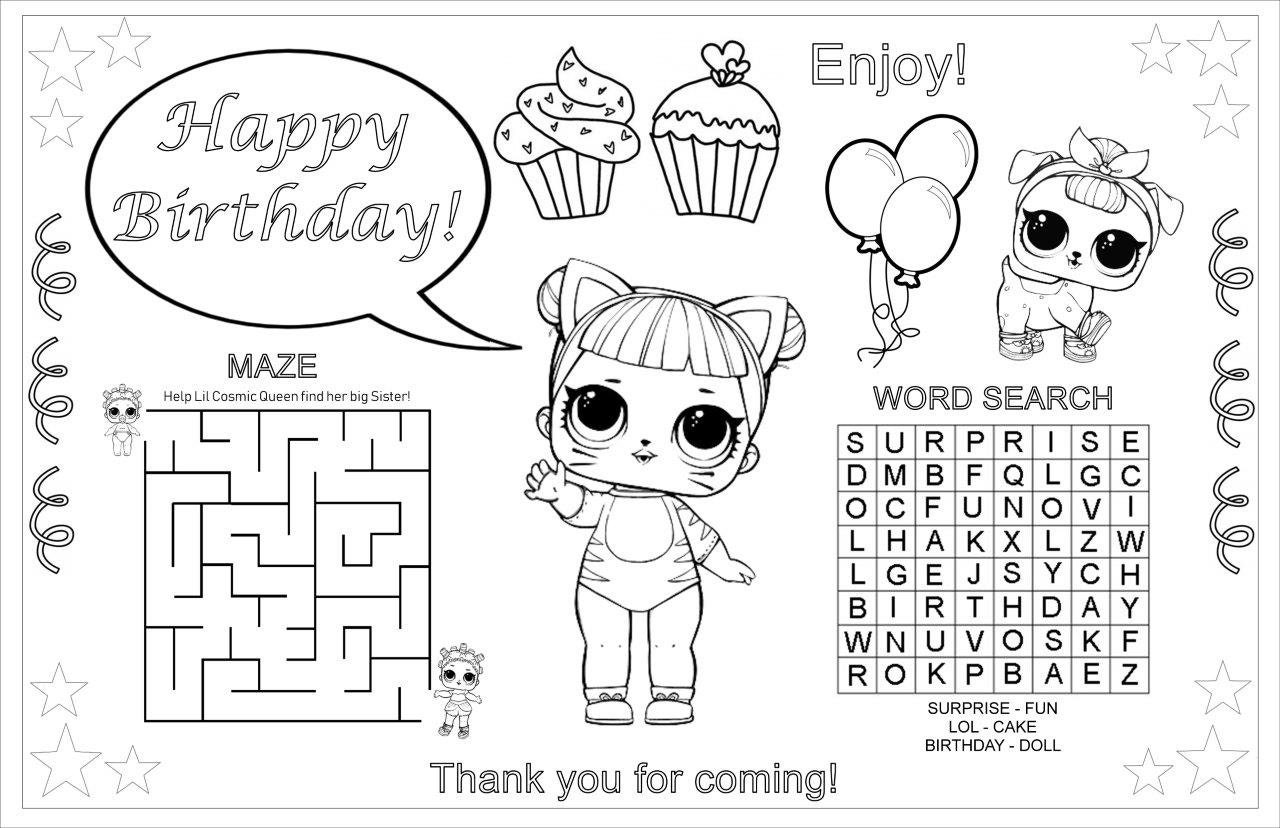 LOL Surprise Theme Activity Placemat 11x17 Tabloid