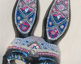handgemaakt konijnenmasker met strass
