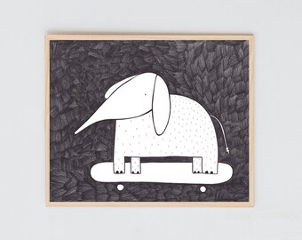 Ga olifant - Giclée Fine Art Print (ingelijst)