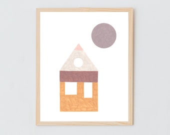 Veelkleurig huis - Giclée Fine Art Print (ingelijst)