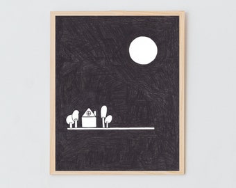 House Under The Night Sky -  Giclée Fine Art Print (Unframed)