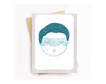 Note Card- Blue Boy Print