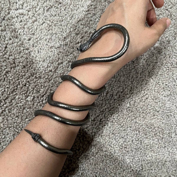 Snake cuff bracelet , gothic gray bracelet or necklace , long snake Mens womens ,cobra steampunk reptile bracelet chunky punk bracelet