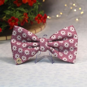 Floral Dog Bow tie, cat bow tie | handmade dog collar bow tie Gift for dog mom Pet gift ideas| Dog wedding collar bow tie