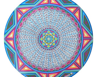 Blue Earth Mandala Window Cling: Sacred Geometry Sun Catcher