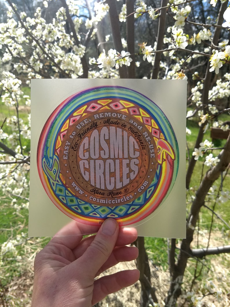 Cosmic Circle, Spiral Snakes, Sun Light catcher window cling, Divine Serpent, Ouroboros, Eco friendly Vinyl Sticker Art, made in California image 7