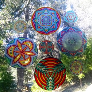 Cosmic Circle, Blue Earth Wheel, Sun Light Catcher window cling, Mandala Art, Sacred Ancient Symbol, Infinitely Reusable, made in California image 5