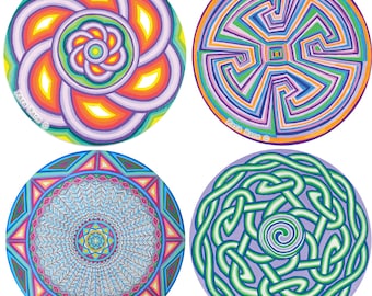 Cosmic Circles Window Clings: Ancient Symbols, Sun Catchers (Set of 4)