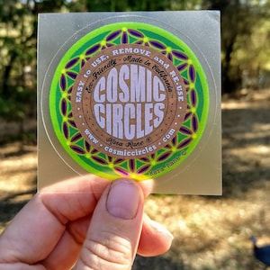 Cosmic Circle, Neon Green Flower of Life, Sun Light catcher window cling, Sacred Geometry Ancient Symbol, Visualization, made in California image 6