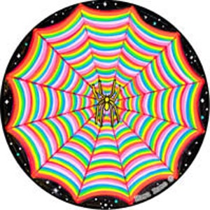 Cosmic Circle, Rainbow Spider Web, Sun Light catcher window cling, Home / Car / Bottle glass decor, Spirit Weaver, Psychedelic Visionary Art image 1