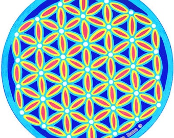 Turquoise Flower of Life Window Cling: Sacred Geometry Sun Catcher