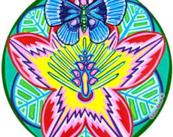 Hibiscus Butterfly Window Cling: Tropical Island Paradise Art