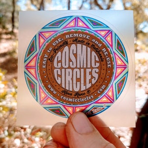 Cosmic Circle, Blue Earth Wheel, Sun Light catcher window cling, Mandala Art, Sacred Ancient Symbol, Infinitely Reusable, made in California image 10