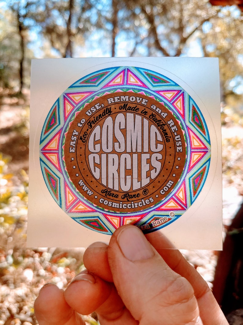 Cosmic Circle, Blue Earth Wheel, Sun Light catcher window cling, Mandala Art, Sacred Ancient Symbol, Infinitely Reusable, made in California image 10