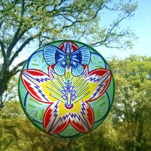 Cosmic Circle, Hibiscus Butterfly, Tropical Flower, Sun Light catcher Window cling, Island Paradise Art, EcoFriendly Art made in California image 8