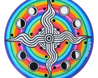 Rainbow Moon Phases Window Cling: Cosmic Circle Sunlight Catcher