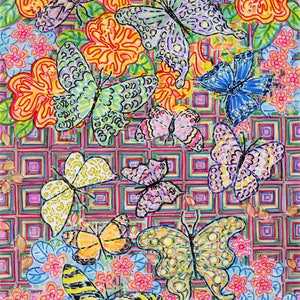 Wenskaart, Mooie Vlinders, Bloem Natuur Kunst, Happy Colors, EcoFriendly Duurzaam printen, Eco Art Gift gemaakt in Californië