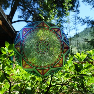 Cosmic Circles, Choose Any 4 Small size 3, Sun Light catcher window clings, Eco friendly Re-Usable, Ancient symbols, Bird safe window art image 5