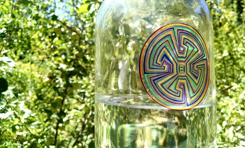 Cosmic Circles, Choose Any 4 Small size 3, Sun Light catcher window clings, Eco friendly Re-Usable, Ancient symbols, Bird safe window art image 3