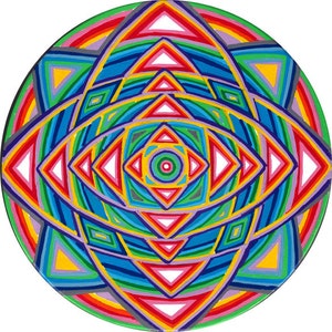 Cosmic Circle, Gembow, łapacz światła słonecznego, naklejka na okno, tęczowa mandala, święta geometria, przyjazna dla środowiska kolorowa wizjonerska, wyprodukowano w Kalifornii