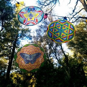 Cosmic Circle, Rainbow Seed of Life, Window Cling, Reusable Non adhesive sticker, EcoFriendly SunCatcher, Sacred Geometry, Hippie Boho style image 6