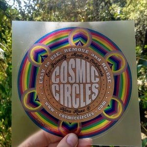 Cosmic Circle, Metatrons Cube, Sun Light catcher window cling, Sacred Geometry, Psychedelic Rainbow, Ecofriendly No stick decal, Glass Art image 8