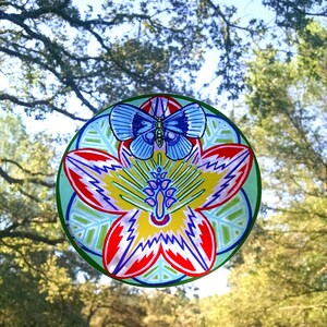 Cosmic Circle, Hibiscus Butterfly, Tropical Flower, Sun Light catcher Window cling, Island Paradise Art, EcoFriendly Art made in California image 3