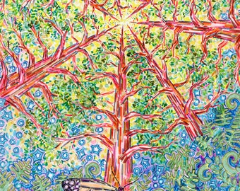 Monarch Butterfly Greeting Card: Sequoia Redwoods Eco-Art