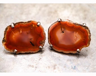 Red Fortress Agate 925 Sterling Silver Large Cuff Links