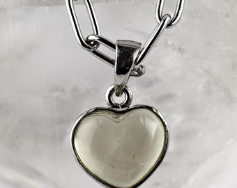 Meteorite Glass "Heart Of Glass" 925 Silver Paperclip Necklace