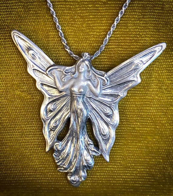 925 Silver Art Nouveau Fairy Brooch/Pendant Neckla