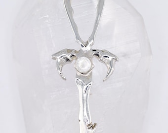 White Topaz Vampire Legacy Ankh Pendant, 925 Silver
