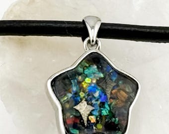 Star Meteorite x Fossil 925 Silver & Leather Necklace