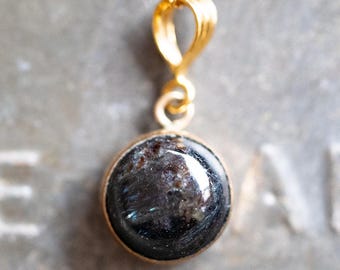 Nuummite - Sorcerer's Stone Charm Necklace in 14K Gold-Filled & 925 Silver