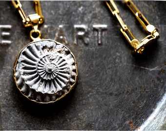Ammonite in Pyrite in 925 Silver & 14K Gold-Fill Necklace