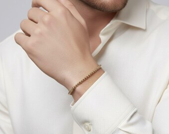 14K Gold Beaded Bracelet – Solid Gold, Minimalist Unisex Fine Jewelry