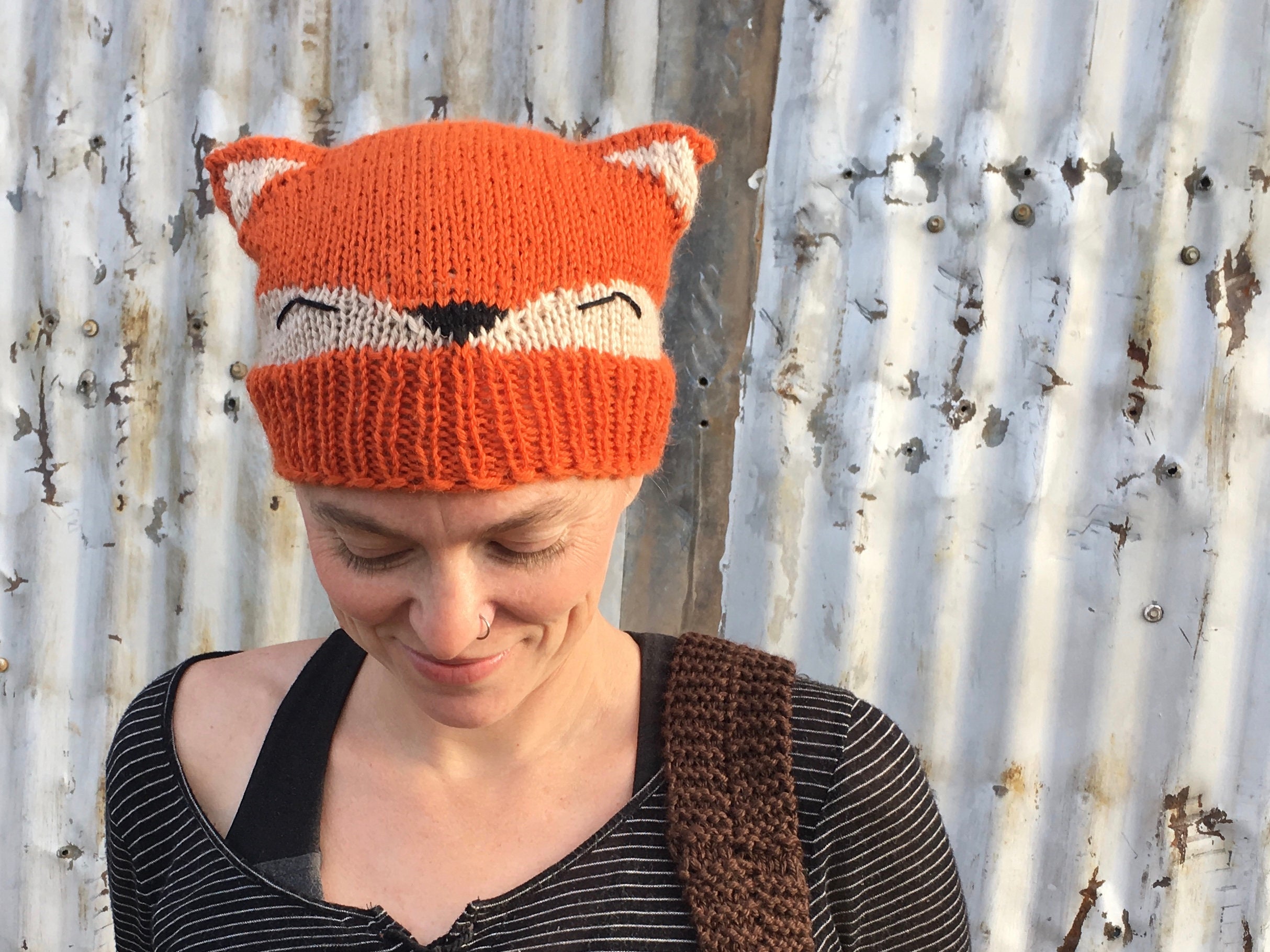 Knitted Fox Hat Pattern Knit Beanie with Fox Face and Ears Etsy